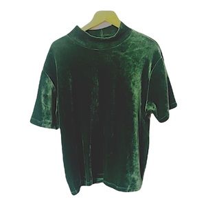 Studio II buttery soft evergreen velour stretch mock turtle neck #56D
